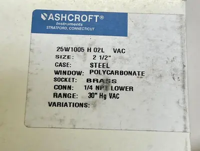 New | in-Stock ASHCROFT 25W1005H02L Universal Pressure Meters Ohio US | Surplus Asset Holdings #1245338