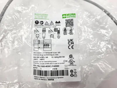 7000-40341-2340060 | Murr Elektronik  Cordset M12 Male Straight to M12 Female - New