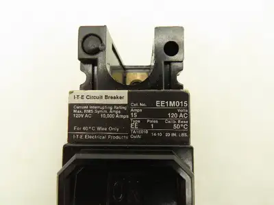Siemens EE1M015 ITE Circuit Breaker 120VAC 15A 10KA@120V 1Pole 20"Lbs Of Torque