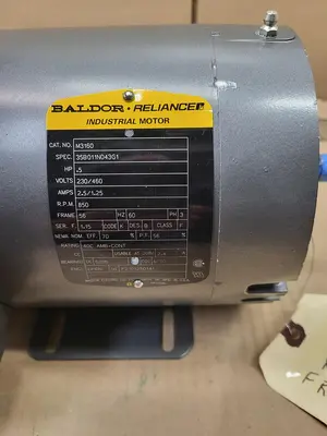 New | in-Stock BALDOR BALDOR .5 HP MOTOR 35B0112N043G1 / CAT: M3160 / FRAME: 56 - 850 RPM - 230 /460 - 3 PH NO BOX Motors (misc) | ND Industrial Surplus #1216989