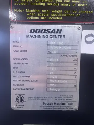 Used 2019 DOOSAN DNM5700 Vertical Machining Centers Illinois US | Machinery Marketing International #1352547