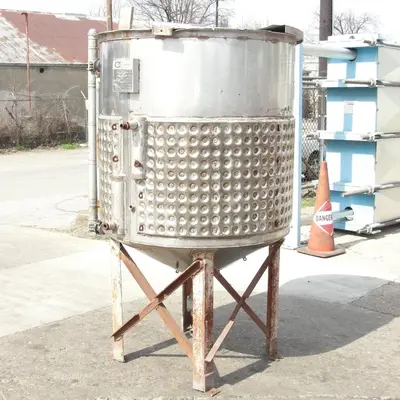 SPC5517  Tank 250 gallon vertical tank, Stainless Steel, half dimple jacket, conical