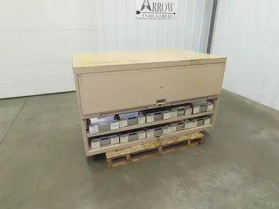 Modular Industrial Storage Cabinet 20 Drawer 61.5x38x34.5" Vintage 17x10" Trays