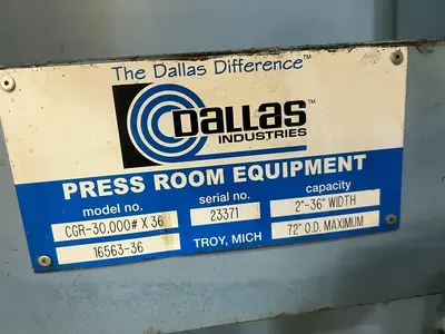 DALLAS 30,000LB X 36" X .125" (.250" @ 12") Coil Feed Lines | Timco, Inc. (11)