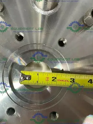 USED BUCHIGLASUTER 14" DIAMETER STAINLESS STEEL VESSEL CAP W/ MULTIPLE PORTS 150 PSI @ 250°C