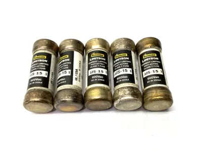 USED COOPER BUSSMANN LIMITRON FAST-ACTING FUSE CLASS T 600VAC 15A LOT OF 5
