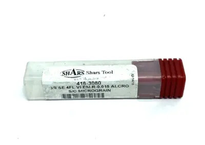 USED SHARS TOOL SQUARE END MILL 3/8" 4-FLUTE VI EM 0.015 ALCRO