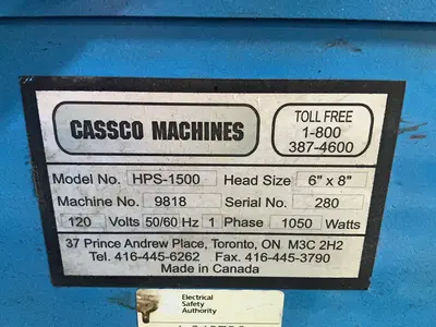 Used CASSCO HPS1500 Hot Stamping Presses Ohio US | HGR 24 #1305228
