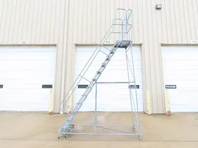 Cotterman Metal Rolling Ladder 12-Step 10'H Platform 24x7"Tread 162"H 32"W 450Lb