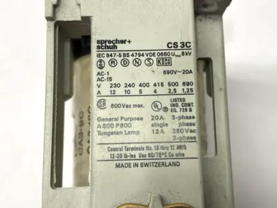 USED SPRECHER+SCHUH CONTACTOR 24VDC