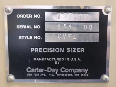 Used CARTER DAY PRECISION SIZER STYLE CCVF1 Screens (Misc) West Virginia US | Cooper Industries #1408893