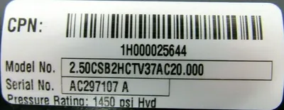NEW PARKER 2.50CSB2HCTV37AC20.000 CYLINDER 250CSB2HCTV37AC20000 1450PSI