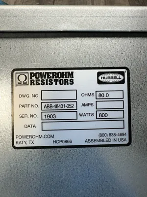 USED HUBBELL POWEROHM RESISTORS ABB-48431-052