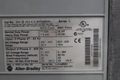 Allen Bradley 20AD022A0AYNANNN /A PowerFlex 70 15HP AC Drive - STOCK 1873CC