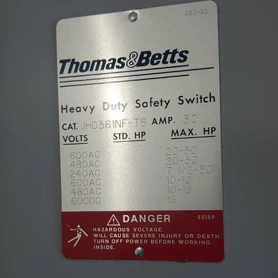 NEW Thomas & Betts JHD361NF-TB