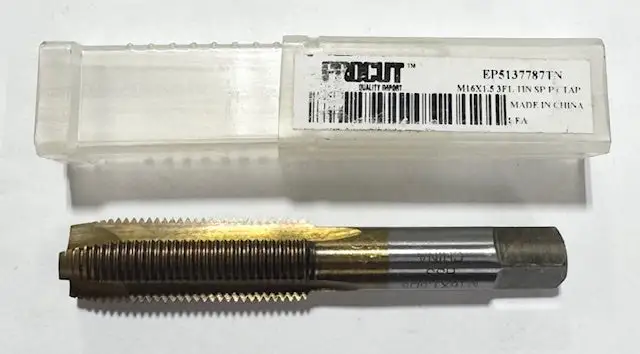 ProCut M16 x 1.5mm HSS Spiral Point Tap 3 Flute Tin Coated D6
