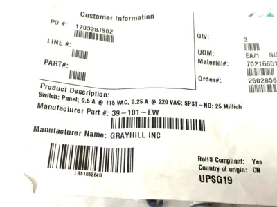 New | in-Stock Grayhill Pushbutton Switch, Panel, Butt Contact with Overtravel Relays & Switches Michigan US | Maverick Industrial Sales #1401288