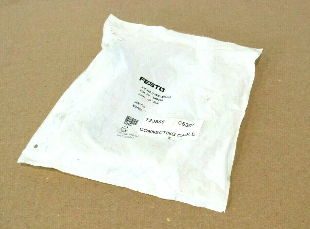 NEW FESTO KVI-CP-3-WS-WD-0,5 CONNECTING CABLE 540328 KVICP3WSWD05