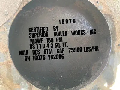 USED 2006 SUPERIOR BOILER 8-5S-11000