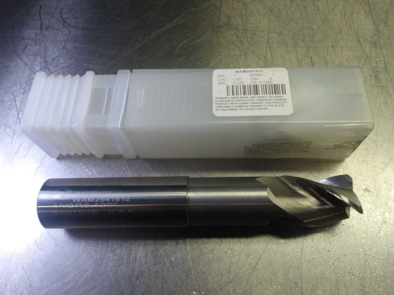LMT Onsrud 1" 3 Flute Carbide CR Endmill 1" Shank .12 R WAM2641812 (LOC1018A)