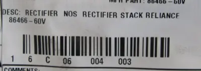 USED RELIANCE ELECTRIC 86466-60V RECTIFIER STACK 0-51378-19 8646660V