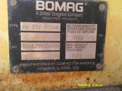 Used 1998 BOMAG BW172PDB-2 Single Drum Rollers New York US | Beck Equipment #1509333
