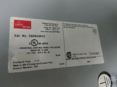 Hoffman CSD243012 Concept Electrical Enclosure Control Panel 24x30x12" Backplate