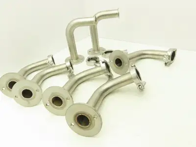 Stainless Sanitary 90° Long Elbow 1.5" Tri-Clamp x Flanged 2-Bolt  Lot of 7