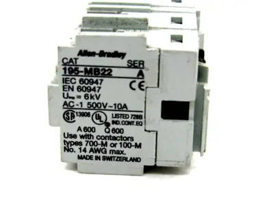 NEW ALLEN BRADLEY 195-MB22 CONTACT BLOCK SERIES A 195MB22