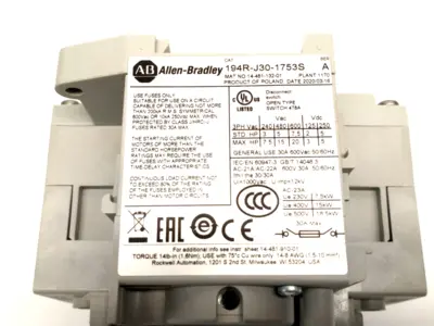 New | in-Stock Allen Bradley 194R-J30-1753S Ser. A Switchgears Michigan US | Maverick Industrial Sales #1397704