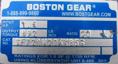NEW BOSTON GEAR SF721W20NKB5G GEAR REDUCER 20:1