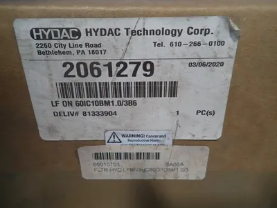 New | in-Stock 2020 HYDAC LF ON 60IC10BM1.0/3B6 Pumps Ohio US | HGR 24 #975903