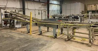 HOMAG POWER TVL370/15/02 BRUSH/WHEEL STYLE BOARD TURNER MATERIAL-HANDLING CONVEYOR SYSTEM