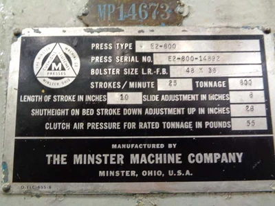 USED MINSTER E2-600 48-36