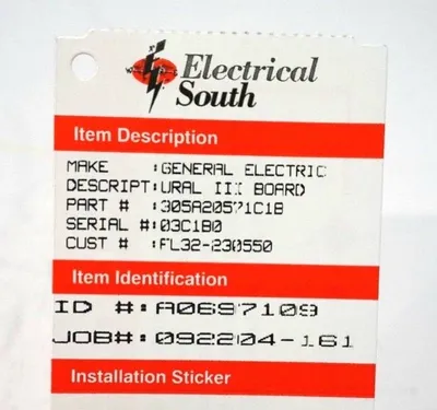 REPAIRED GENERAL ELECTRIC 305A2057-1C1B URAL III PC BOARD 305A20571C1B