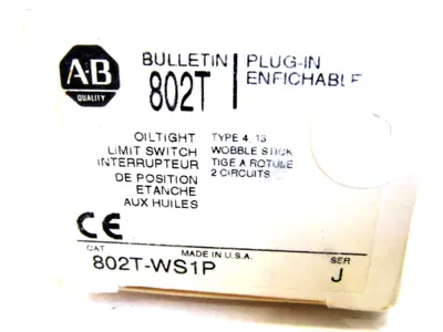 ALLEN BRADLEY 802T-WS1P LIMIT SWITCH SER. J 802TWS1P NEW, SURPLUS