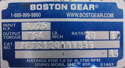 NEW BOSTON GEAR SF72120ANVB5G GEAR REDUCER 20:1