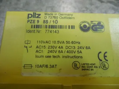 Pilz PZE 9 8S / 1Ö Safety Relay Module Used