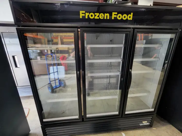 Used True 2019 True GDM-72F - Glass 3-Door Reach-in Merchandising Freezer Display Freezers Illinois US | Falcon Restaurant Supply #1375639