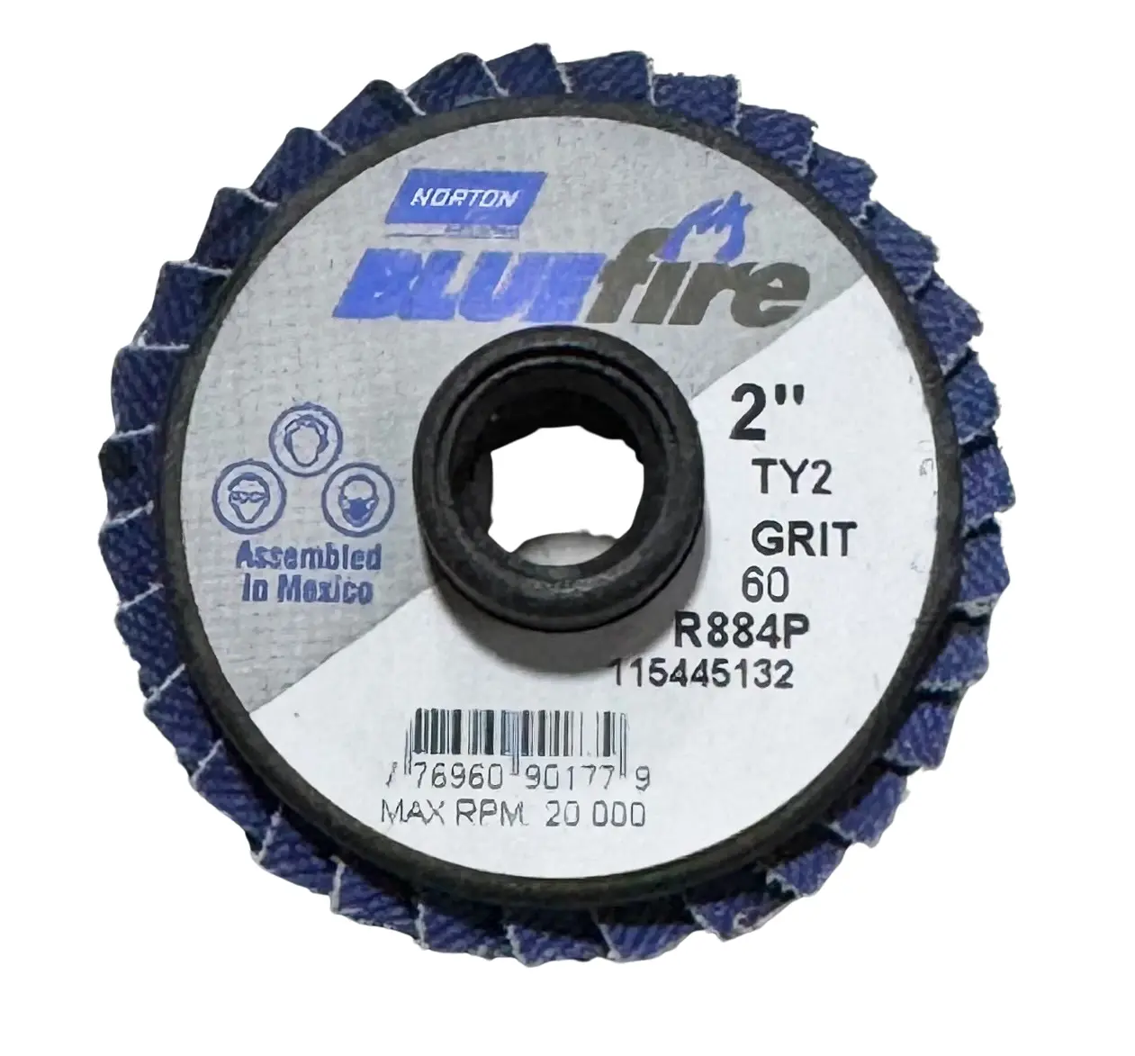 Norton R884P BlueFire 2" Mini Flap Discs TS (Type II) Coarse Zirconia Alumina 10pk