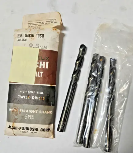 9.5mm High Helix Nachi Cobalt HSS Straight Shank Twist Drills 4 pcs