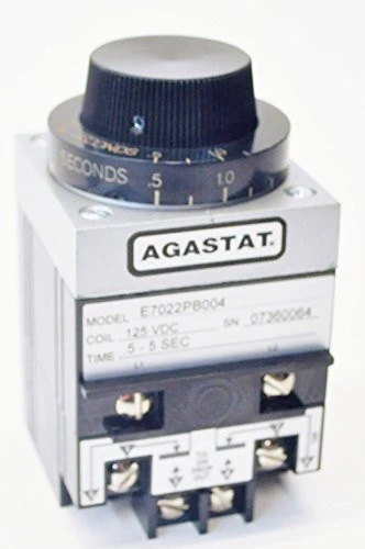 Agastat E7012PB004 7000 Series Timing Relay, On-Delay, DPDT, 125 VDC, 0.5-5 Sec. [New]