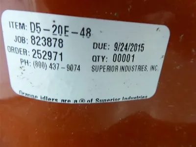 Superior Industries D5-20E-48 Orange Idler Flat Conveyor Roller 48" Surplus