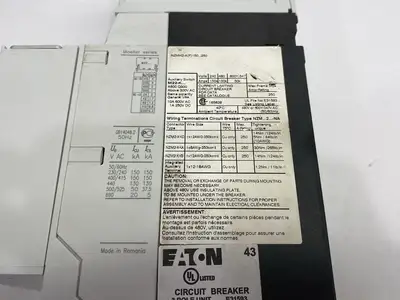 USED EATON MOLDED CASE CIRCUIT BREAKER W/ NZM2-XDV SWITCH ACCESSORY
