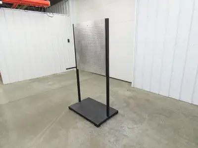 Mobile Work Cart Pegboard Workstation No Caster Wheels 31x34" W/ 34x22" Base