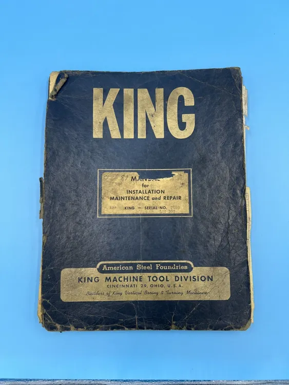 KING 42 Machine Manuals | T.R. Wigglesworth Machinery Co.