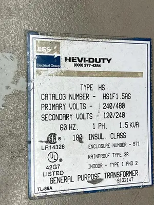 EGS,HS1F1.5AS,Single Phase Transformer 1.5kVA HV 240/480V LV 120/240V