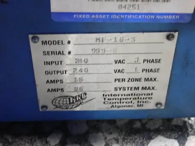 Used INTERNATIONAL TEMPERATURE CONTROL INC MF16S Misc Plastics Equipment Ohio US | HGR 24 #786265
