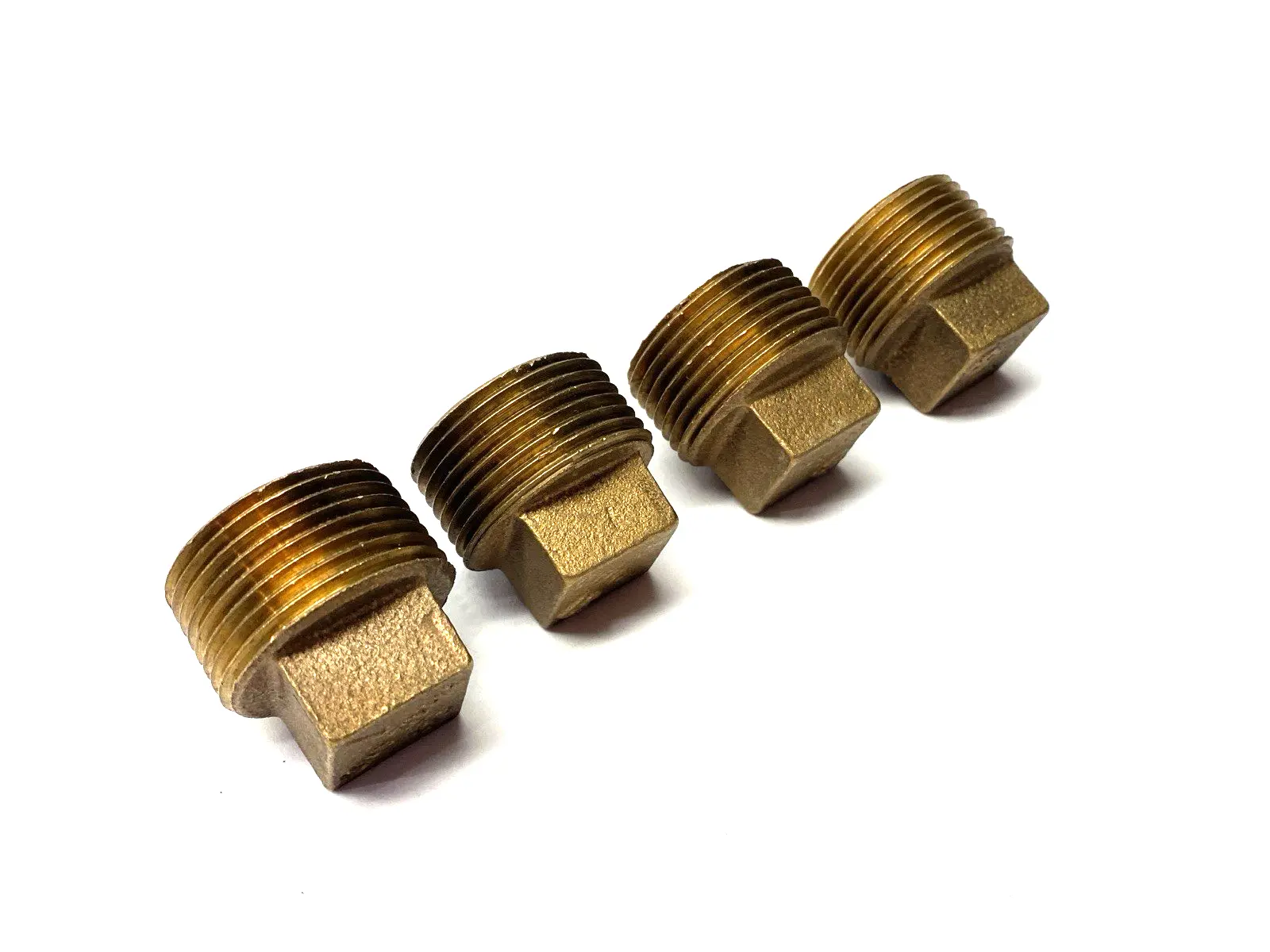 USED SIAM FITTINGS SA BRASS PIPE PLUG 1" MALE THREAD SQUARE HEAD LOT OF 4
