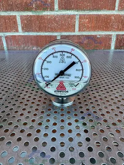 Used ANDERSON PHARMACEUTICAL SERIES PRESSURE GAUGE 0-1000 PSI W/ 2" FITTING Lab Manometers California US | Equipment Lab #488731
